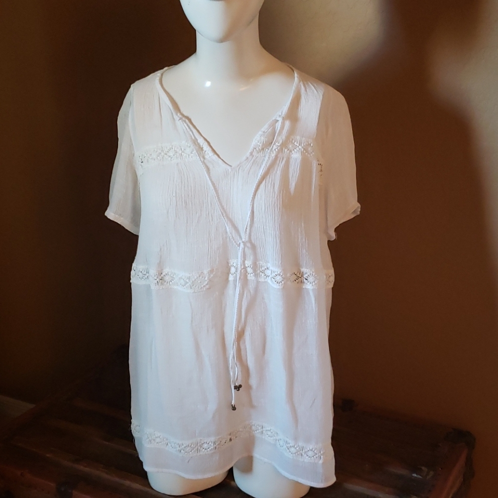 Fashion on Earth white gauze blouse (0381) 💥